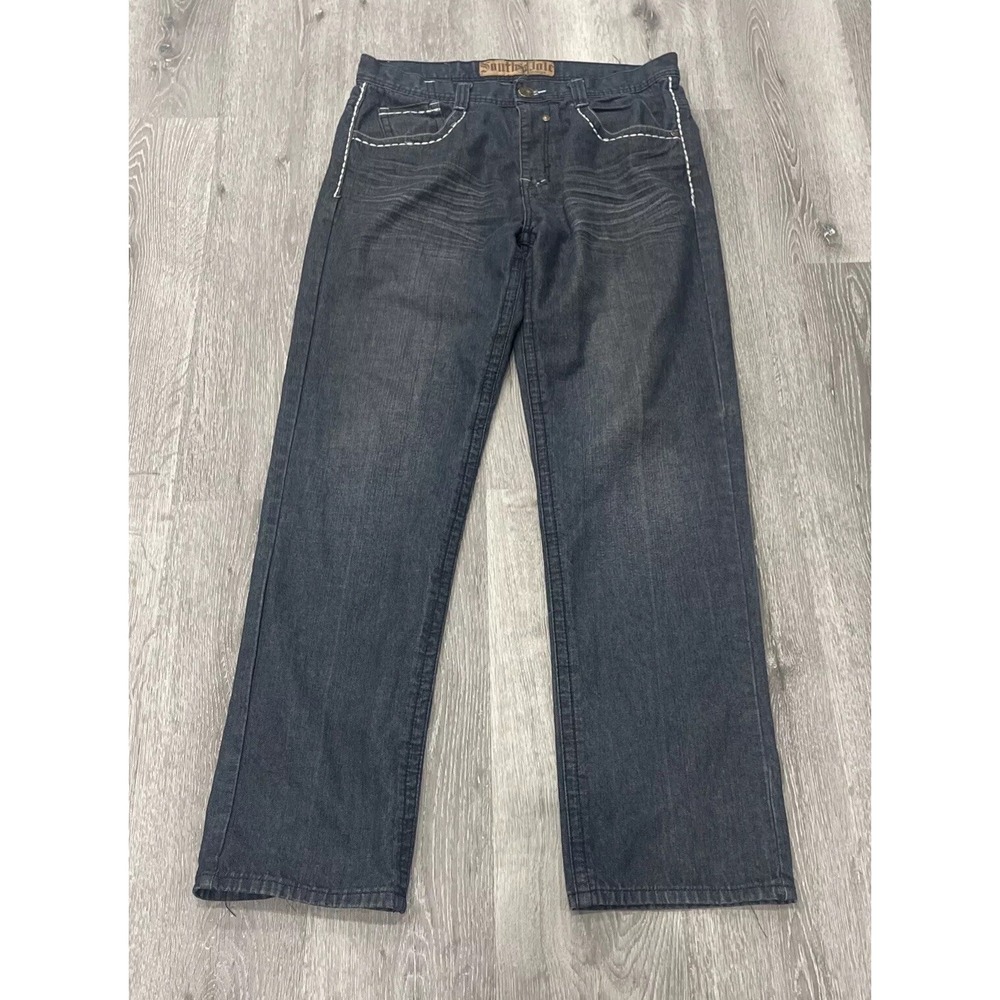Vintage SOUTHPOLE PREMIUM Denim‎ Jeans Y2K Baggy Embroidered Skater Pants 36x33